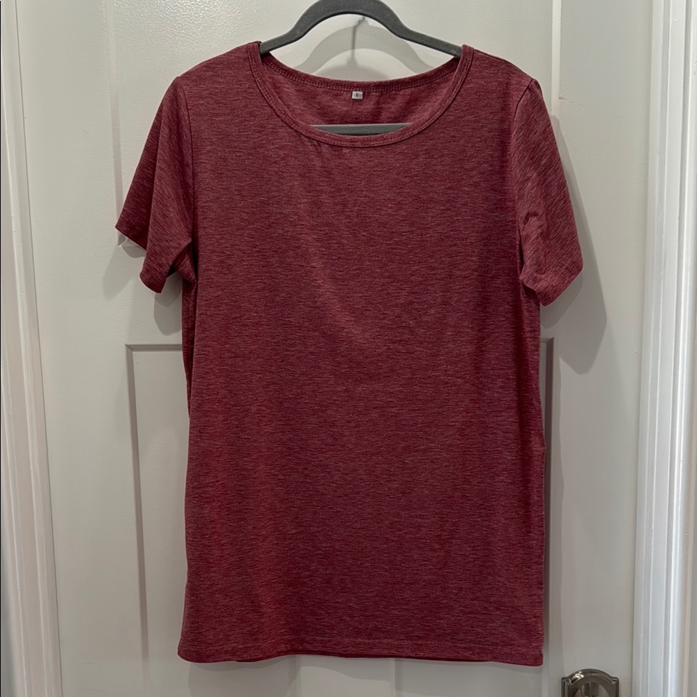 Memorose Women's Short Sleeve Top Maroon T-Shirt Round Neck Casual Basic Tee - Picture 2 of 5
